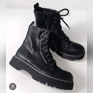 90s Y2K Union Bay Combat Boots Lace/Zip Up Lug Sole Punk Goth Grunge Metal 9